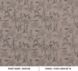 Handmade Block Printed Gray Floral Throw Boho Pure Linen Fabric for Living Room - NAAYAB