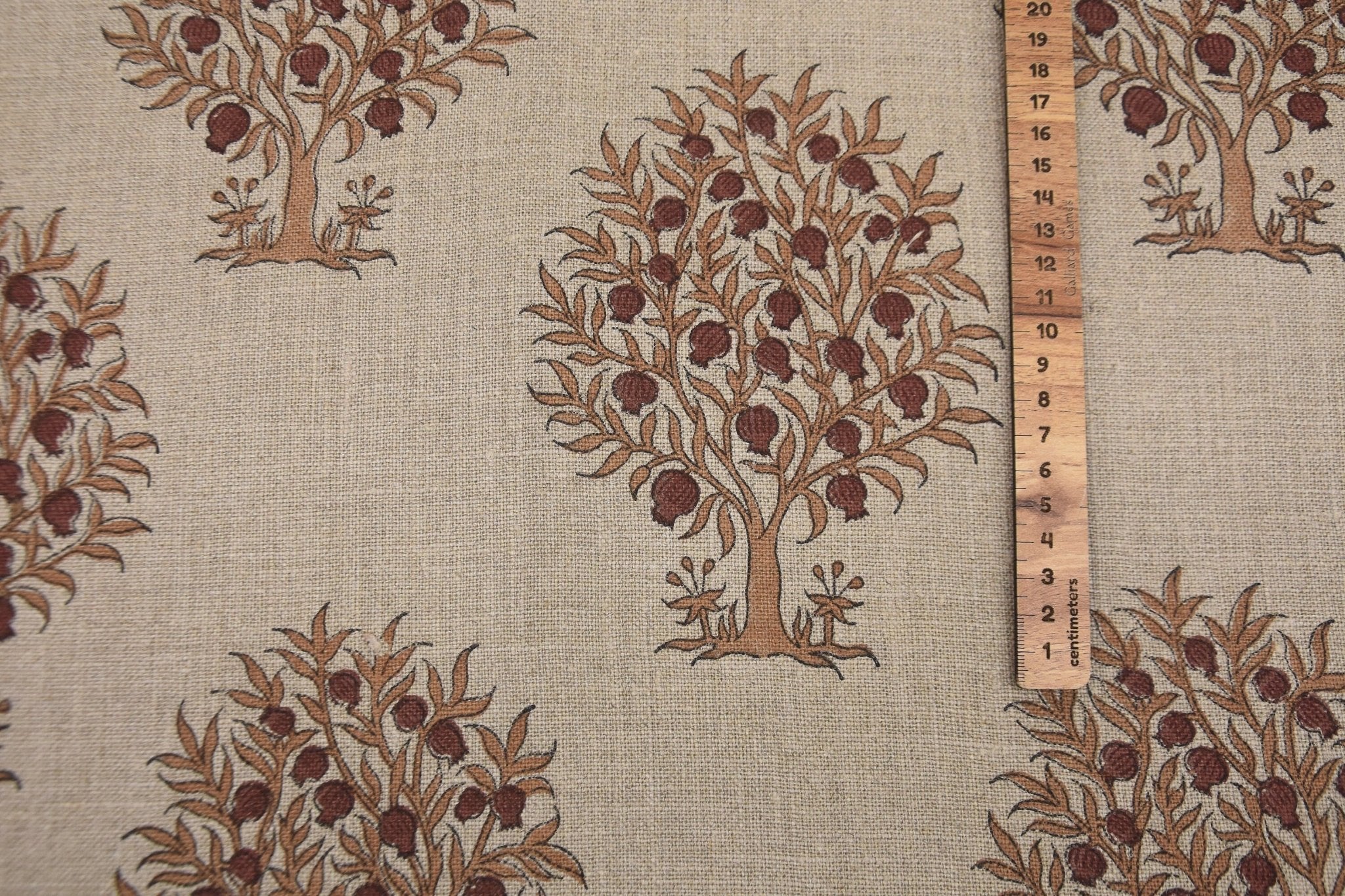 Hand block print, upholstery linen fabric, thick linen 58" wide, block print fabric, Indian handmade art, linen curtains - ANAR