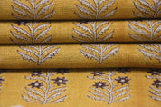 Linen Block Print Fabric 58 Inch Width Heavy Linen Natural Base Color Curtains and Drapes Upholstery Pillow Covers Tablecloths and Runners Bedding Tote Bag by Fabritual