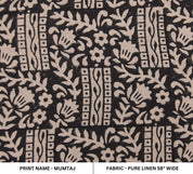 Handmade block art, pure linen 58" wide fabric, Indian linen fabric, cushion covers and lampshades, farmhouse curtains - MUMTAJ