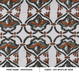 Handcrafted Hand Block Print Off-White Linen Fabric HRIDYAVAN