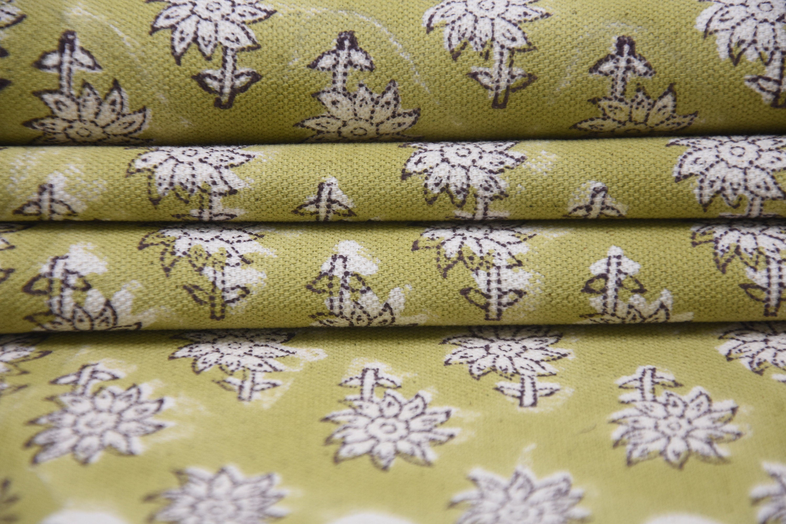 Block print cotton fabric, sofa cover, duck canvas 50" wide, floral hand block art, decorative farmhouse curtains - JASMINE