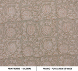 Handmade Blockprint Linen Fabric - 6 KAMAL
