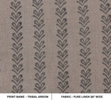 Handcrafted Block Printed Granite Gray Floral Pure Linen Fabric For Home Decor - TRIBAL ARROW