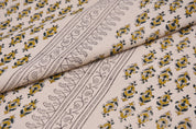 Cotton fabric duck canvas, hand block print, window shades and tablecloth, Indian textile, printed napkins - GOLDFISH BORDER