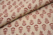 Linen block print cushion covers, thick linen fabric, handmade art, sewing fabric, upholstery linen for window curtain - SURMAI BORDER