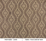 Handcrafted Block Printed Boho Gray Floral Thick Linen Fabric For Living Room - LEHER