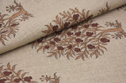 Hand block print, upholstery linen fabric, thick linen 58" wide, block print fabric, Indian handmade art, linen curtains - ANAR