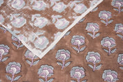 Natural linen fabric, pure linen 58" wide, designer fabric, hand block print, linen napkins, floral window curtains - ROHINI