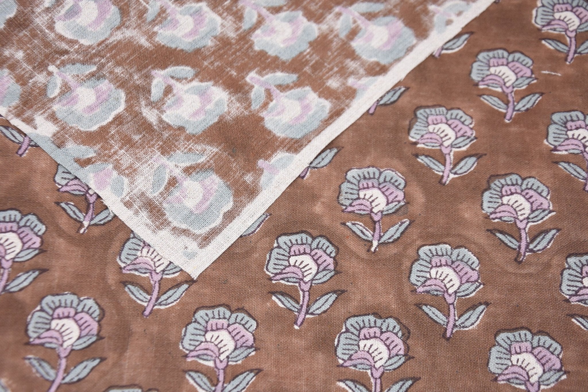 Natural linen fabric, pure linen 58" wide, designer fabric, hand block print, linen napkins, floral window curtains - ROHINI