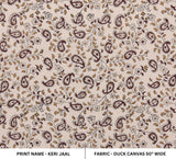 Handcrafted Block Printed Boho Brown Floral Throw Duck Canvas Premium Soft Fabric - KERI JAAL