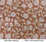 Handmade Traditonal Block Printed Throw Boho Coconut Floral Duck Canvas Fabric - HIMACHAL