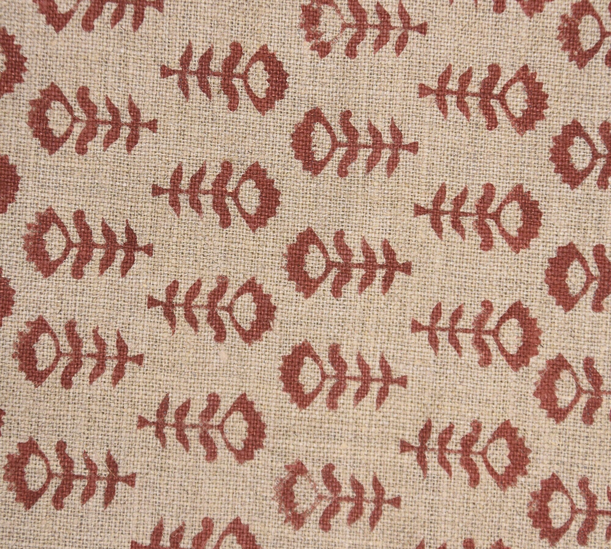 Linen block print cushion covers, thick linen fabric, handmade art, sewing fabric, upholstery linen for window curtain - SURMAI BORDER