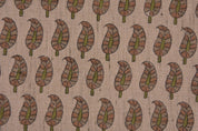 Hand block print, linen blend fabric, designer floral fabric, linen pillows, and napkins, Indian handmade art - LIL PAISLEY