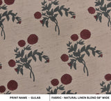 Handmade Artisan Block Printed Throw Brown and Gray Floral Pillow Design Natural Linen Blend Fabric - GULAB