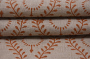 Block print fabric, handmade floral art, pure linen 58" wide, decorative window curtains, linen pillows, table cloth - LEHER