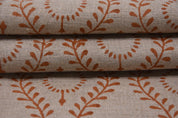 Block print fabric, handmade floral art, pure linen 58" wide, decorative window curtains, linen pillows, table cloth - LEHER