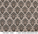 Hand Block Natural linen Blend Fabric For Interior Design - Chimni