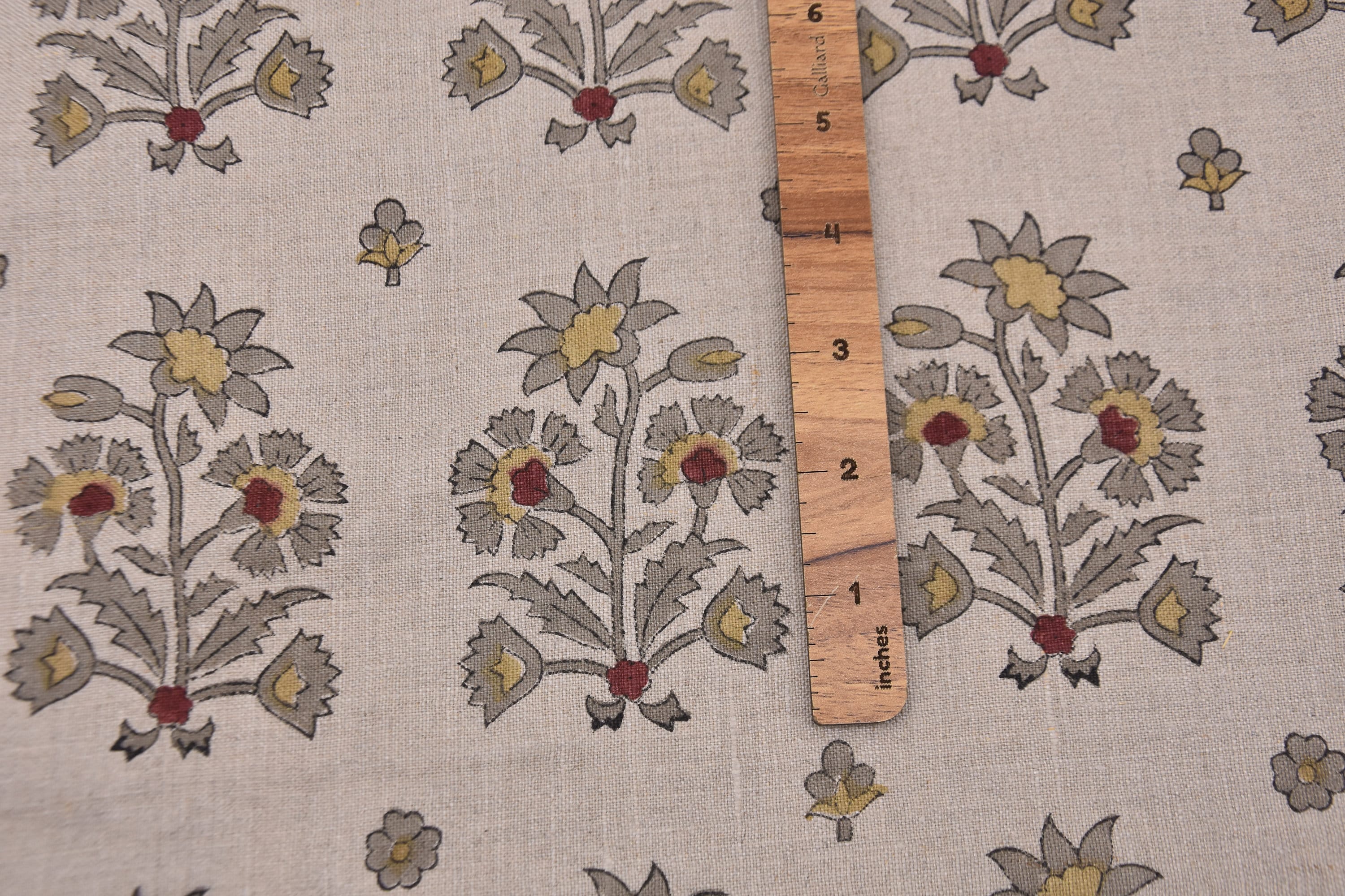 Hand block art, pure linen fabric, pillow and cushion cover, Indian fabric, floral print tablecloth and napkins - SADABAHAR