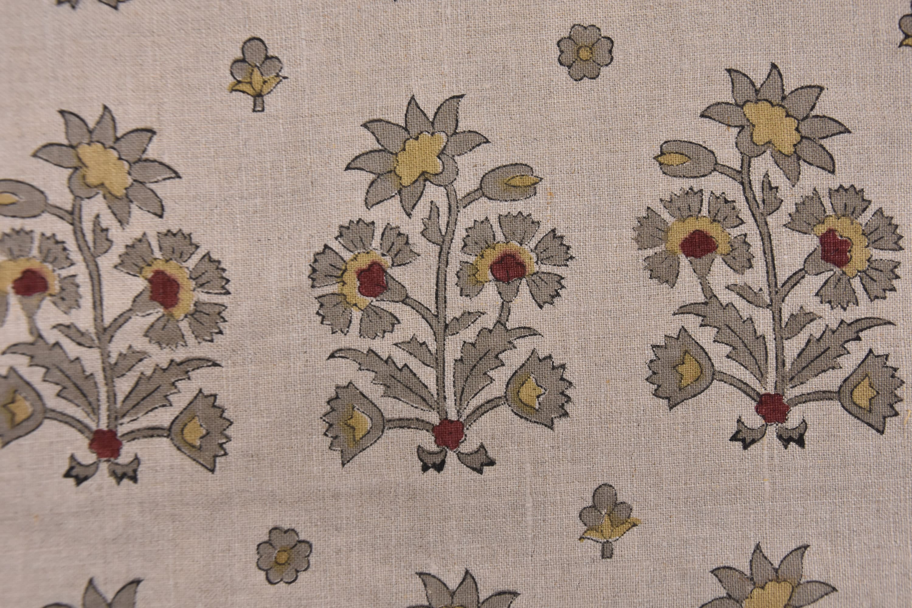 Hand block art, pure linen fabric, pillow and cushion cover, Indian fabric, floral print tablecloth and napkins - SADABAHAR