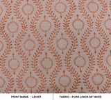 Handcrafted Throw Block Printed Elegant Orange Floral Boho Soft 100% Pure Linen Fabric - LEHER