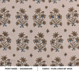 Sadabahar Hand Block Printed Pure Linen Fabric | 58" Wide