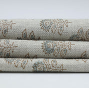 Block print fabric, thick linen, curtain fabric, floral hand block art, decorative cushion fabric - BAGRU BUTI