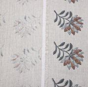 Block print linen fabric, thick linen 58" wide, handmade floral art, pillow and cushion fabric - SUMMER FLOWER