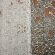 Thick linen 58" wide, hand block print, window curtain, Indian linen fabric, wall hanging, floral print - KUNDANVAN