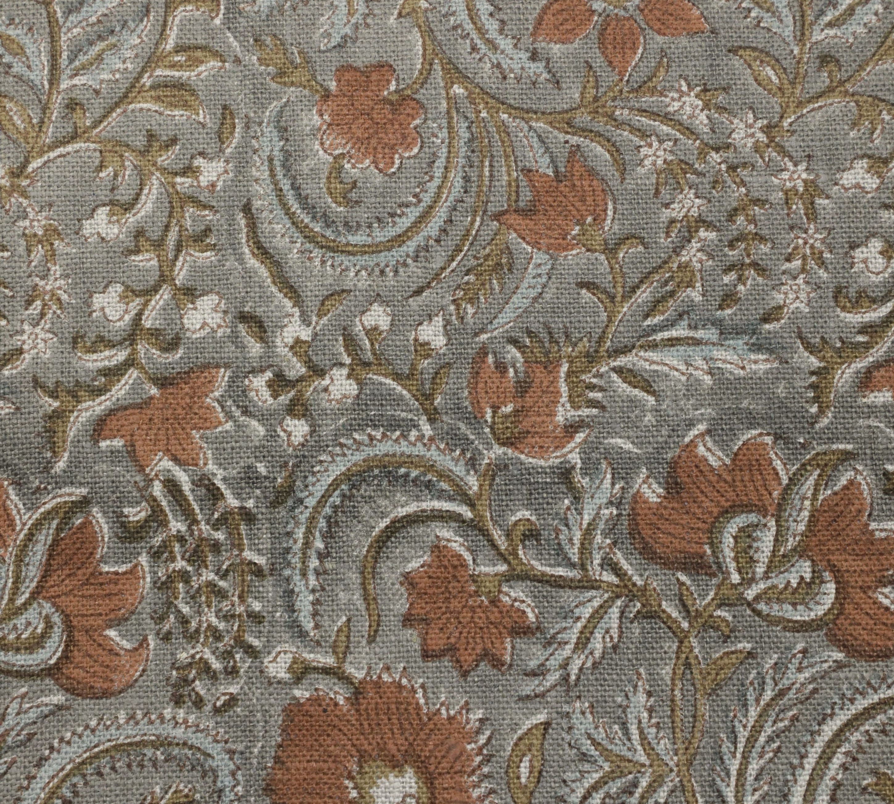 Thick linen 58" wide, hand block print, window curtain, Indian linen fabric, wall hanging, floral print - KUNDANVAN