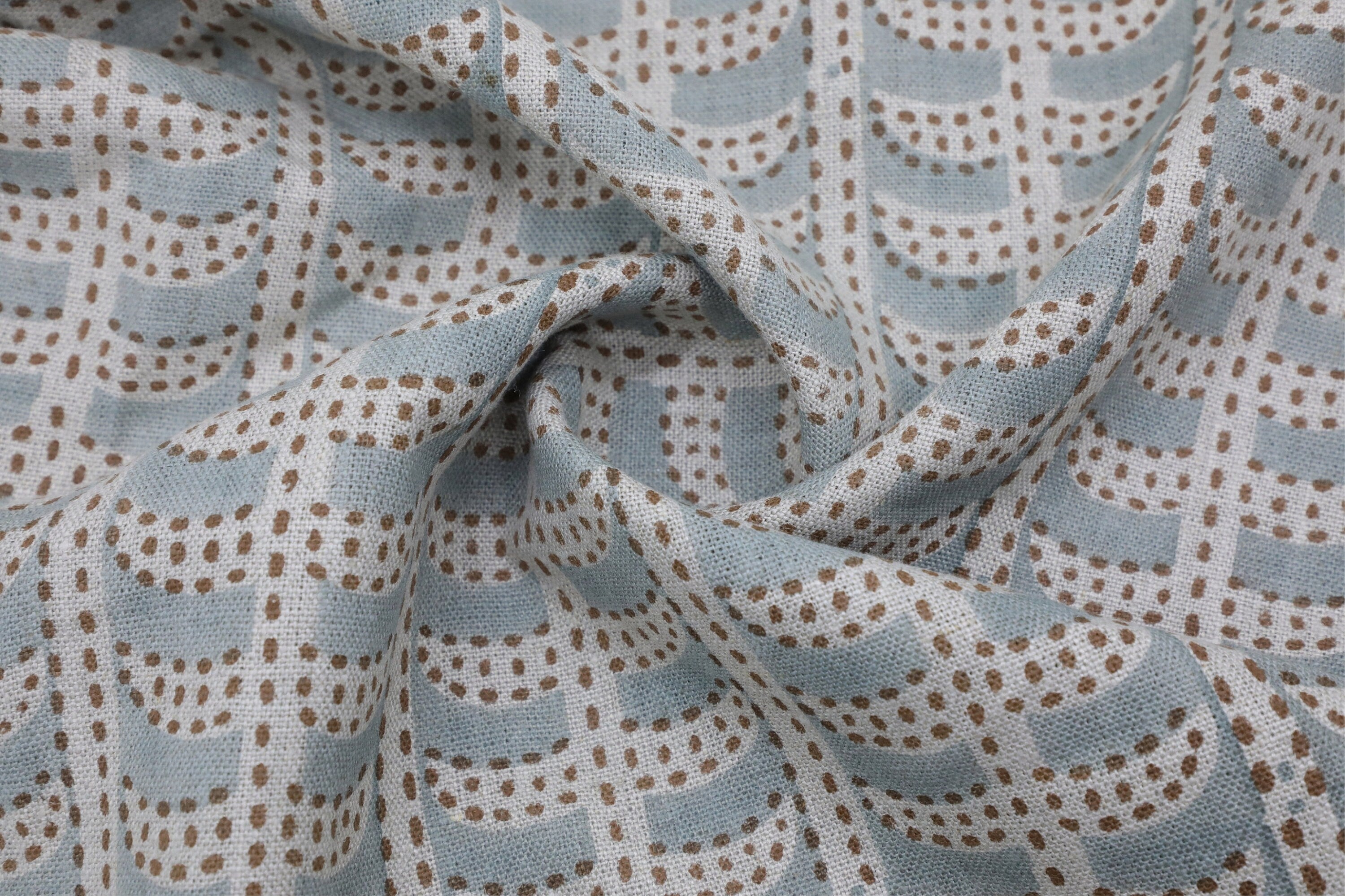 Floral block print thick linen pure 58" wide, fabric for couch cover and cushions, striped pattern print fabric - GARUD
