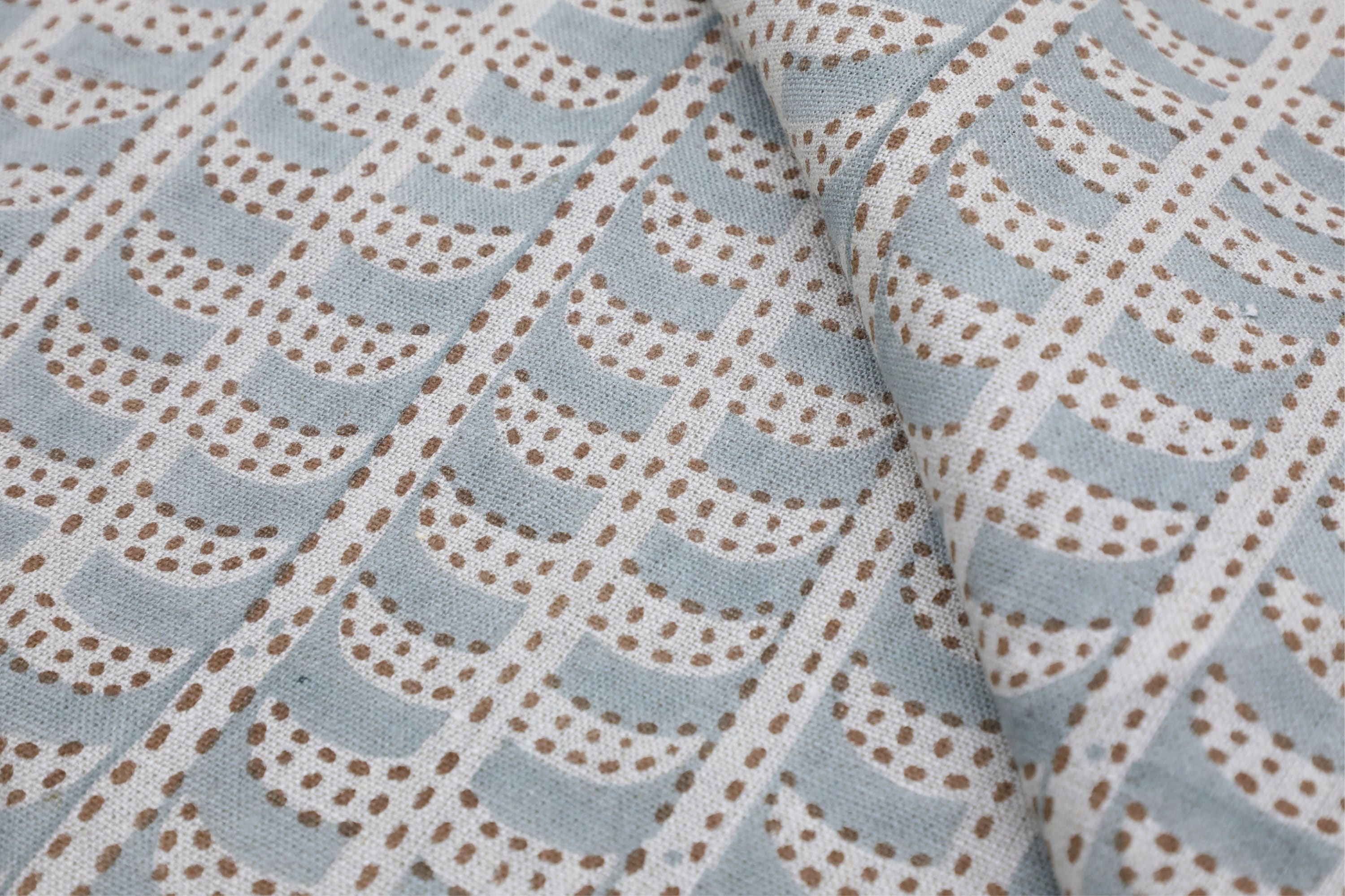 Floral block print thick linen pure 58" wide, fabric for couch cover and cushions, striped pattern print fabric - GARUD