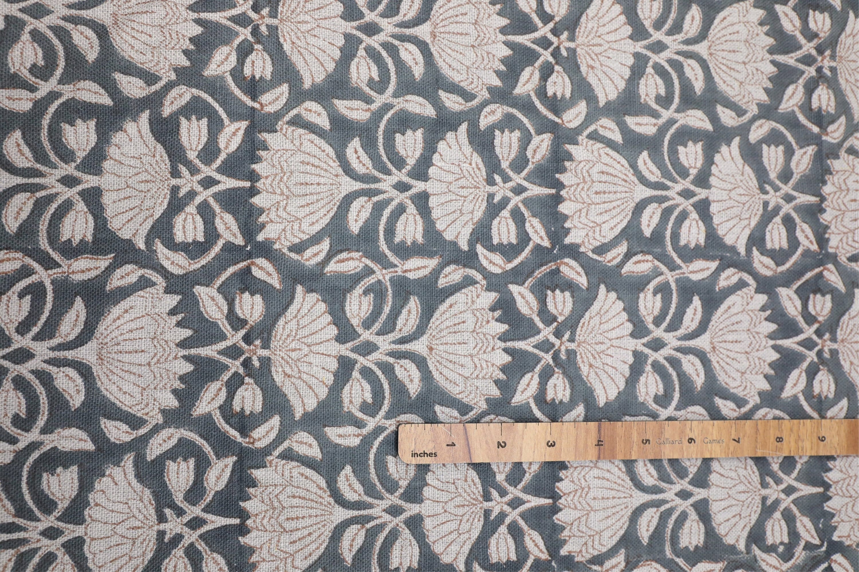 Printed fabric for window curtains, lampshade, pillow covers and napkins, thick linen pure 58" wide, Indian handmade art - ULTA KAMAL