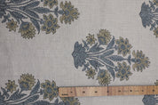 Print linen fabric, pure linen 58" wide, Indian handmade art, fabric for window valance, shades, cushion and pillow cover - MORPANKH