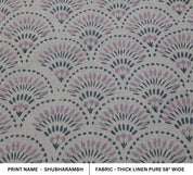 Thick linen pure 58" wide fabric for boho decor, sofa cover, curtains, cushion, handmade floral art - SHUBHARAMBH