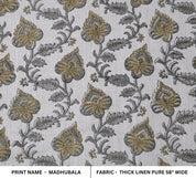 Linen block print floral table cloth and napkins handmade art home decor wall hangings curtain - MADHUBALA