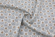 Floral blue block print fabric, thick linen pure 58" wide, Indian linen fabric, upholstery for couch cover - TITLEE