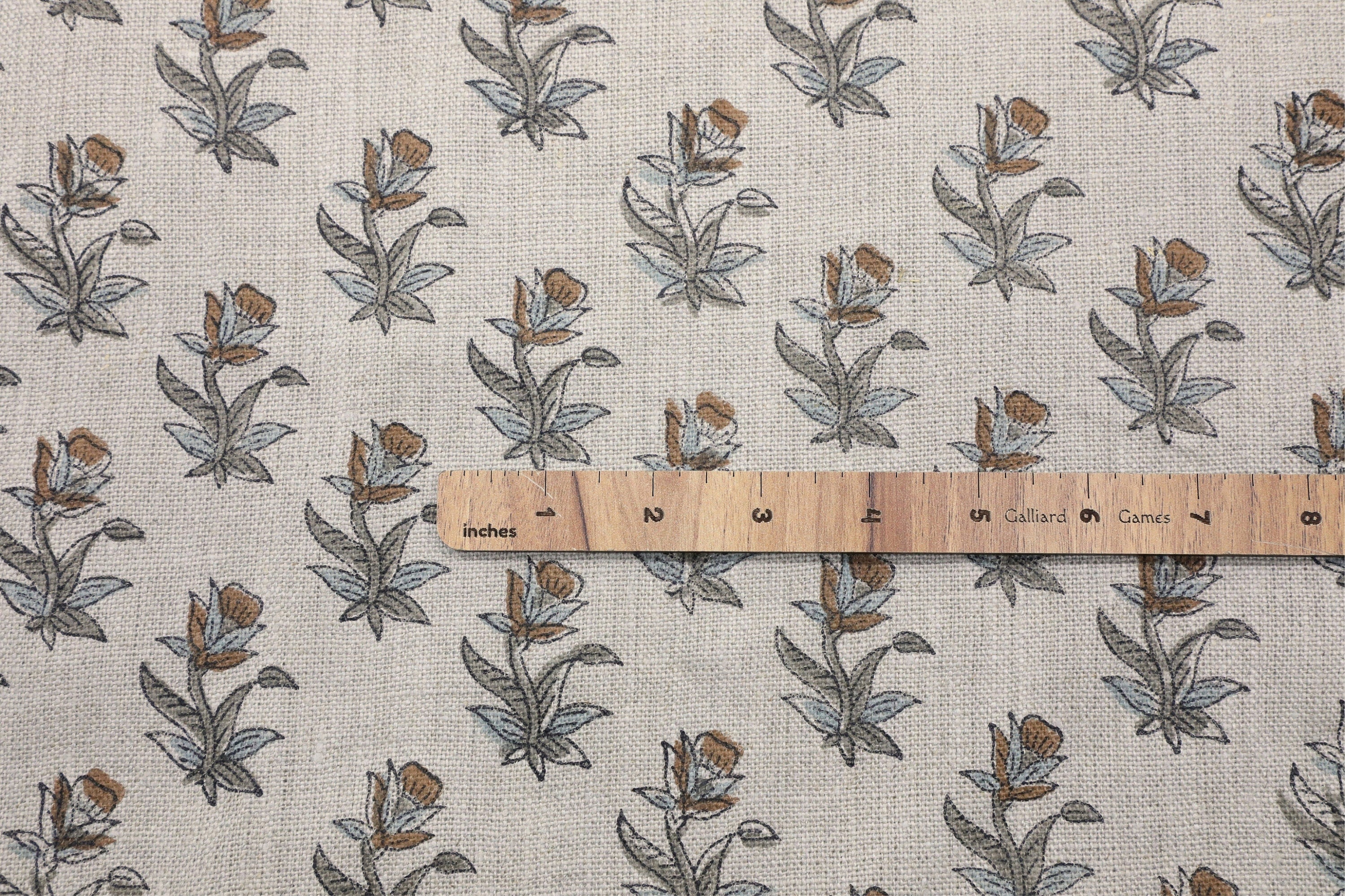 Floral hand block print COASTAL TULIP