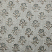 Block print fabric, thick linen, curtain fabric, floral hand block art, decorative cushion fabric - BAGRU BUTI