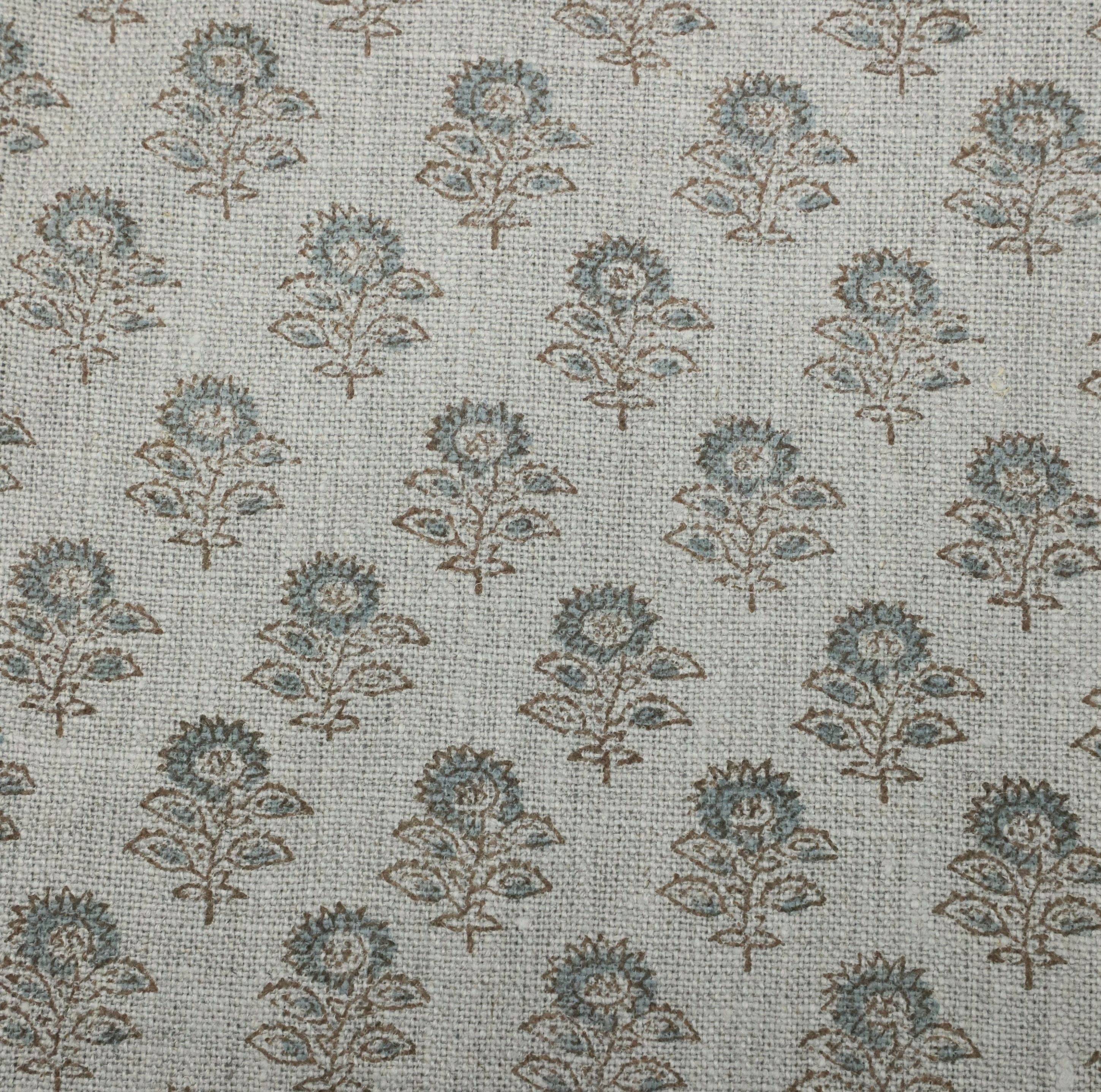 Block print fabric, thick linen, curtain fabric, floral hand block art, decorative cushion fabric - BAGRU BUTI