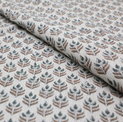 Hand block print, thick linen 58" wide, floral leaf print, linen upholstery drapery fabric, table napkins - ALIA