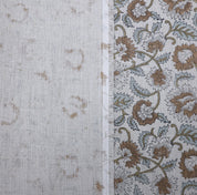 Hand block print, window curtain fabric, thick linen 58" wide, heavy linen fabric, table runner - MANDAKNI