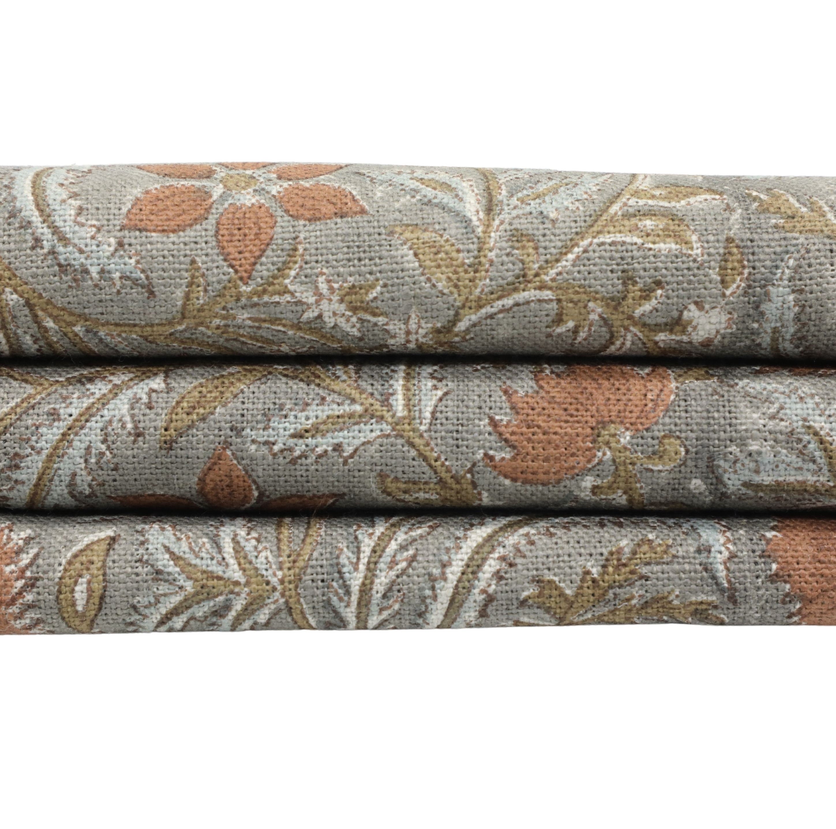 Thick linen 58" wide, hand block print, window curtain, Indian linen fabric, wall hanging, floral print - KUNDANVAN