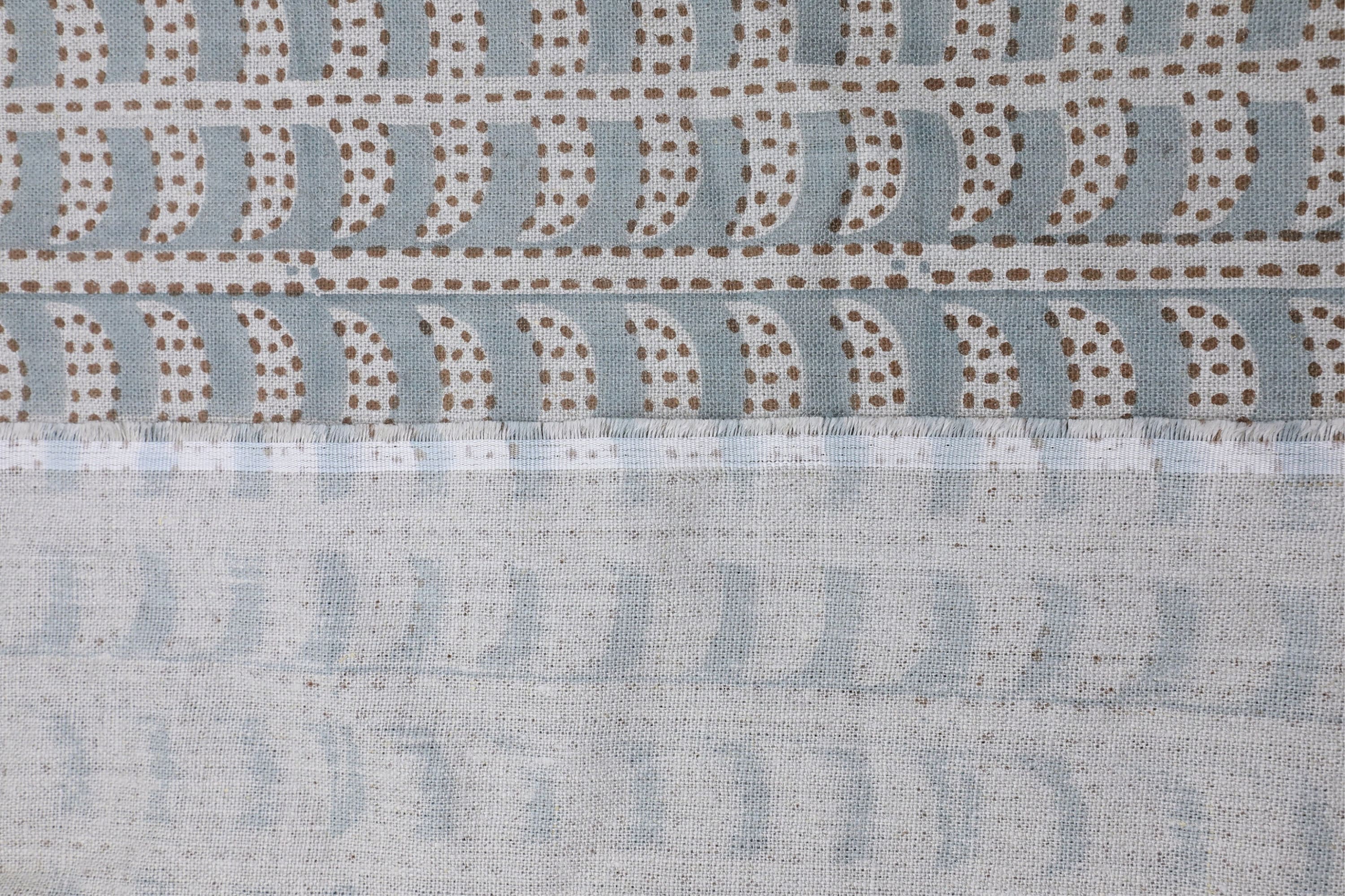 Floral block print thick linen pure 58" wide, fabric for couch cover and cushions, striped pattern print fabric - GARUD