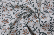 Decorative floral block print art, thick linen pure 58" wide fabric for table runner, curtain and pillow covers - JALDHARA
