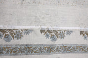 Thick linen pure 58" wide fabric for tablecloth, curtain and cushion covers,  floral block print art - MORPANKH BORDER
