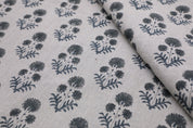 Hand block print, thick linen pure 58" wide, cushion floral fabric, linen tablecloth and napkins - RISHI