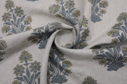 Print linen fabric, pure linen 58" wide, Indian handmade art, fabric for window valance, shades, cushion and pillow cover - MORPANKH