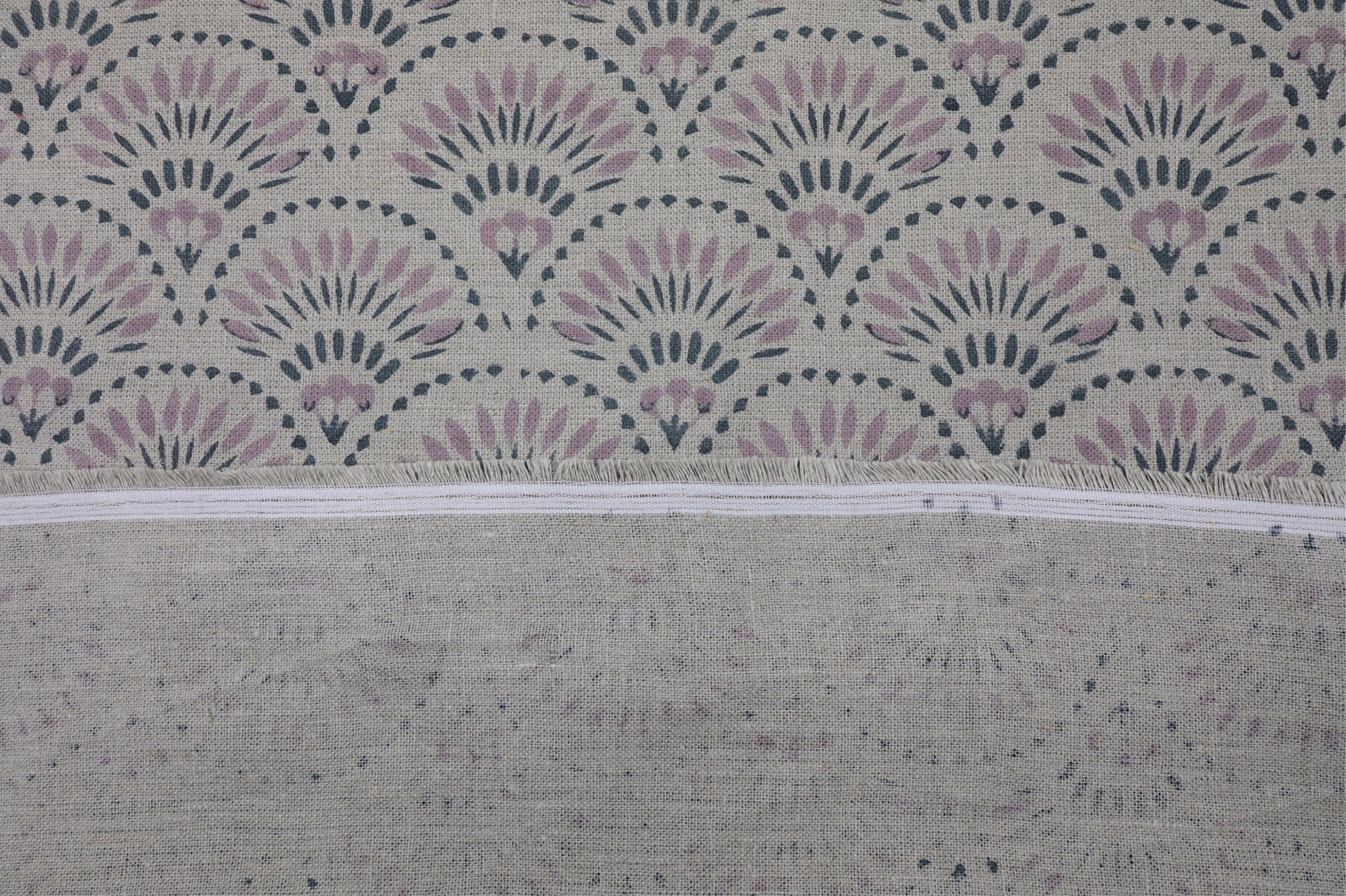 Thick linen pure 58" wide fabric for boho decor, sofa cover, curtains, cushion, handmade floral art - SHUBHARAMBH