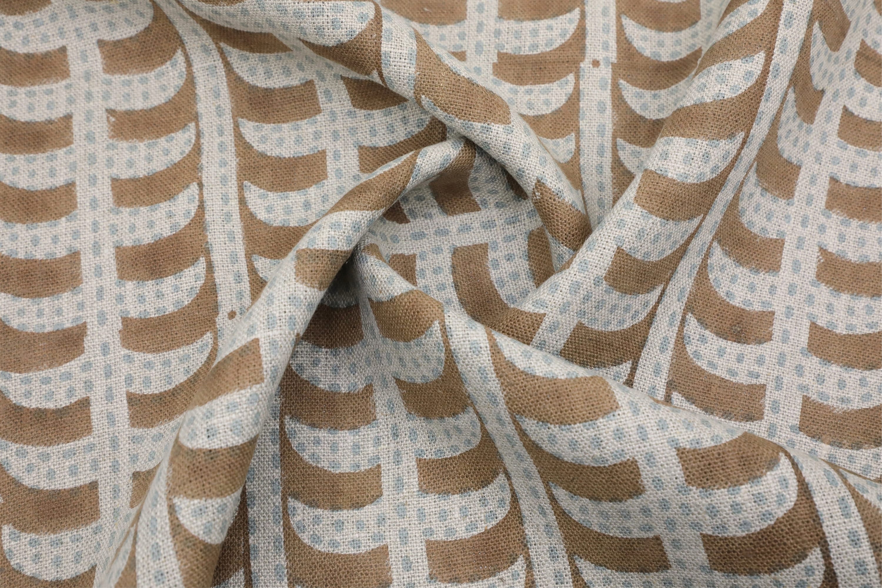 Hand printed cushion and pillow cover, thick linen pure fabric, striped pattern print curtains - GARUD